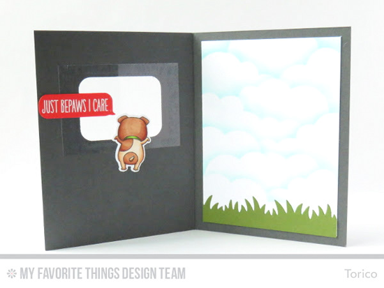 Handmade card from Torico featuring Birdie Brown Lucky Dog stamp set and Die-namics, Inside & Out Stitched Rounded Rectangle STAX, Grassy Fields, Smart Phone, and Stitched Cloud Edges Die-namics #mftstamps