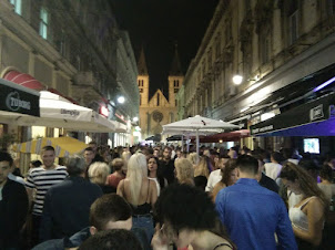 Crowded street of Sarajevo Old Town.