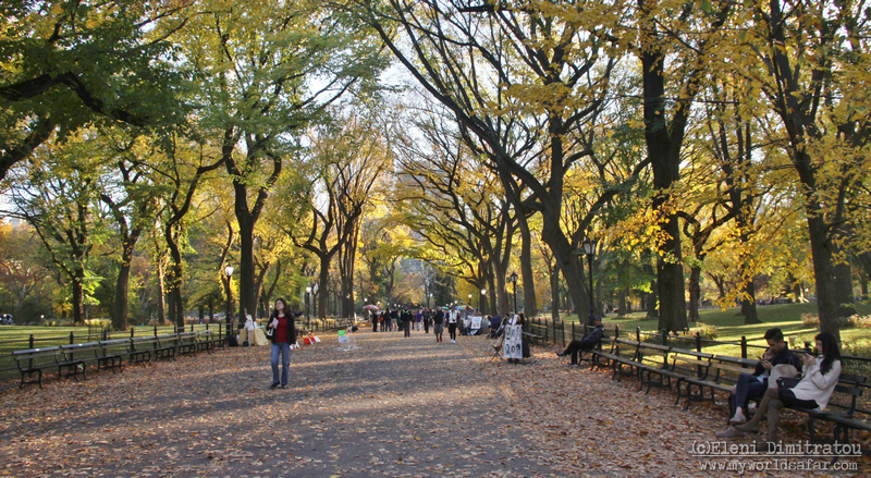 The Mall στο Central Park της Νέας Υόρκης Νοέμβρης στη Νέα Υόρκη, ελένη δημητράτου, εδώ κ εκεί, φτελιά
