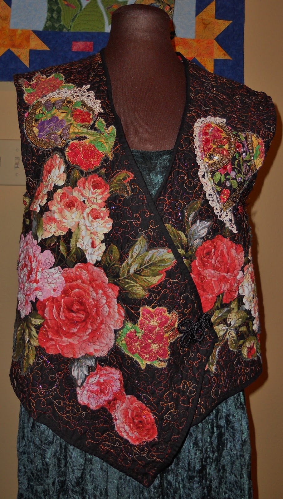 JUDYS FIBER ART Tapestry Floral Vest Wearable Art