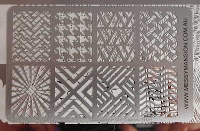 Stencil 1 placed over texture plate (Messy Mansion stencil kit)