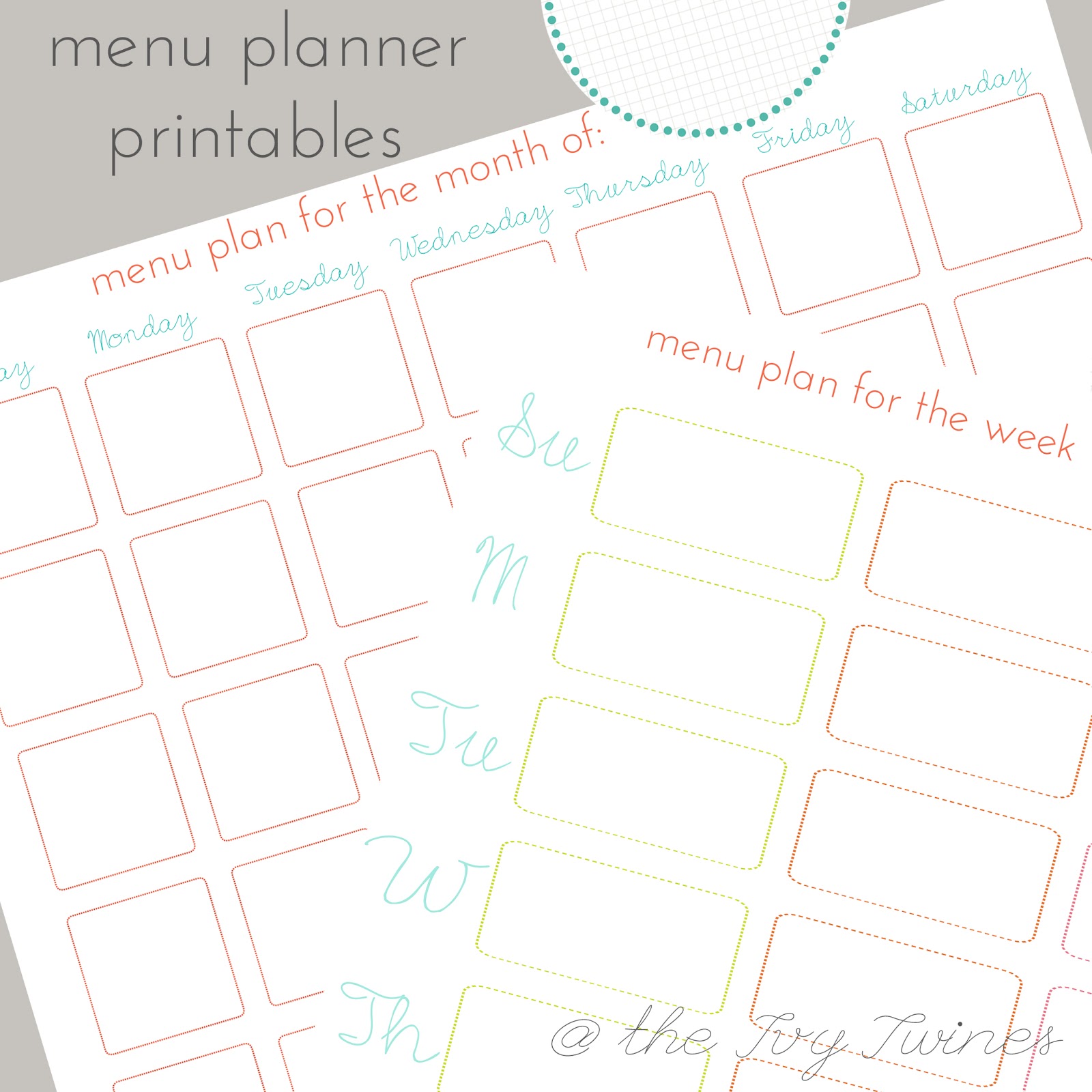 The Ivy Twines: Free Printable Menu Planners