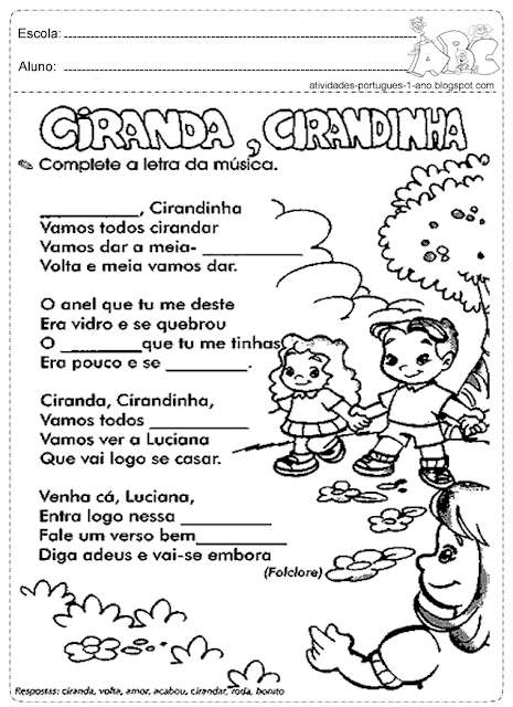 Complete a letra da música ciranda, cirandinha