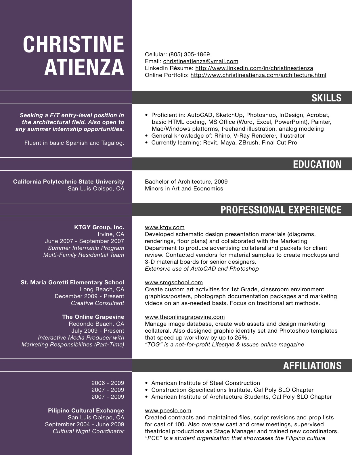 Resume landscape format