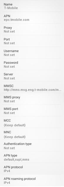 T-Mobile US APN Settings for Android / Nexus/ GalaxyS5, S6/HTC/Nexus6