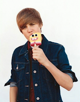 Justin Bieber eating a Sponge Bob popsicle