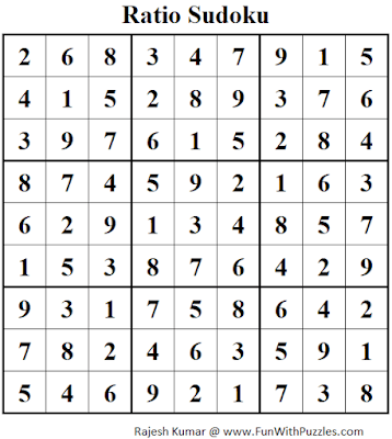 Answer of Ratio Sudoku Puzzle (Fun With Sudoku #349)