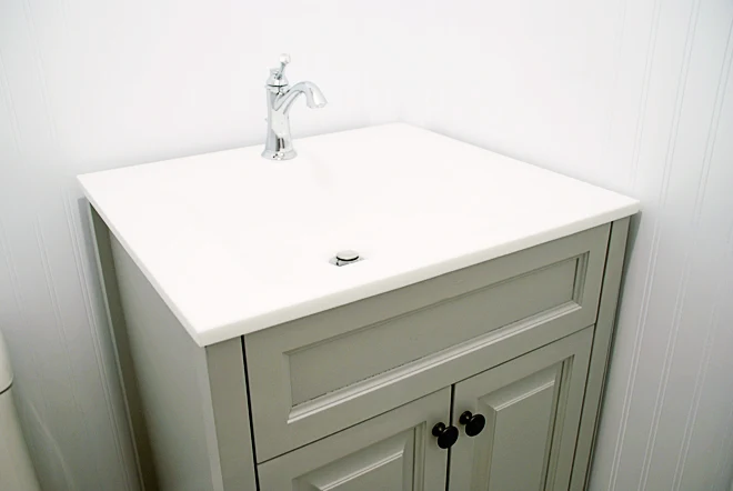 painted bathroom vanity, benjamin moore coventry gray, grey painted vanity