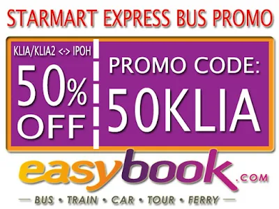 Diskon 50% Tiket Bus Starmart (KLIA/KLIA2 - Ipoh)