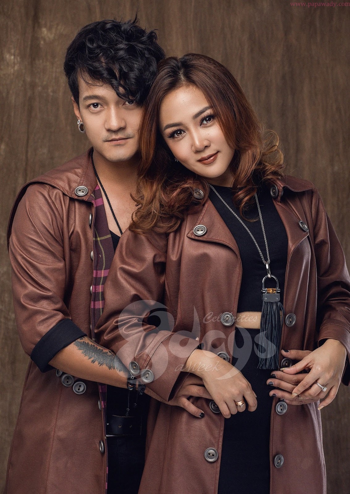 Aung La And Wyne Su Khine Thein Stylish Couple Studio Photoshoot 
