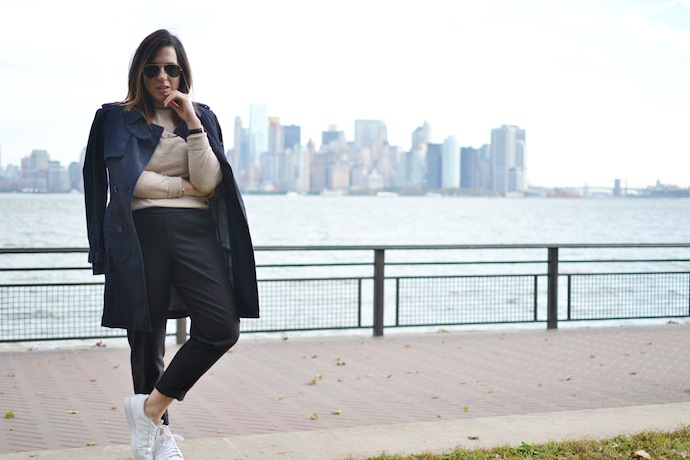 Ann Taylor trench coat and flannel ankle trousers Vancouver fashion blogger New York City