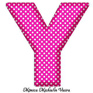 Abecedario Fucsia con Lunares Blancos. Fucsia Alphabet with Polka Dots.