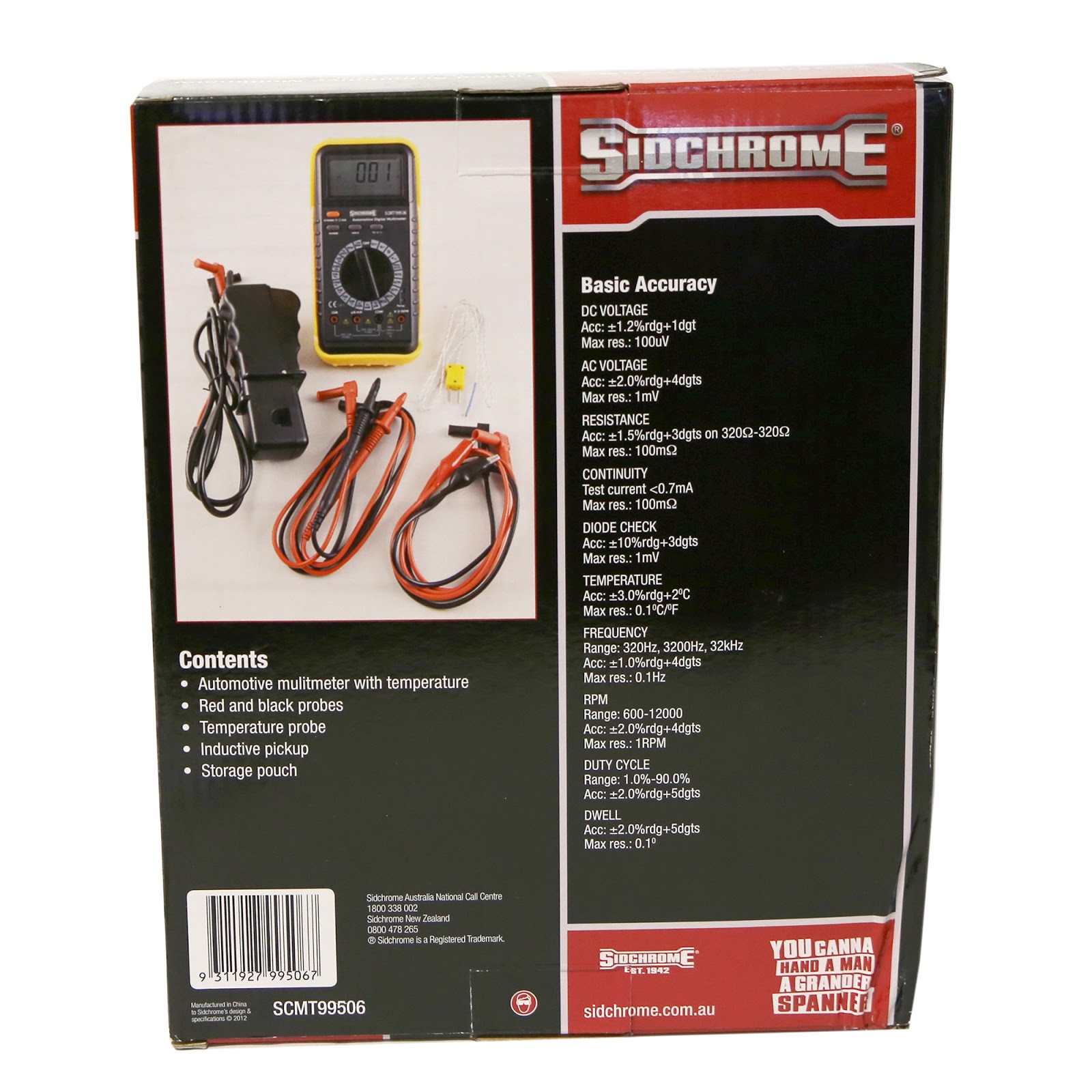 Survive the Elements Sidchrome SCMT99506 Digital Automative Multimeter with Temperature