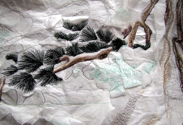 wheatley-wolf Pine tree free-style machine embroidery