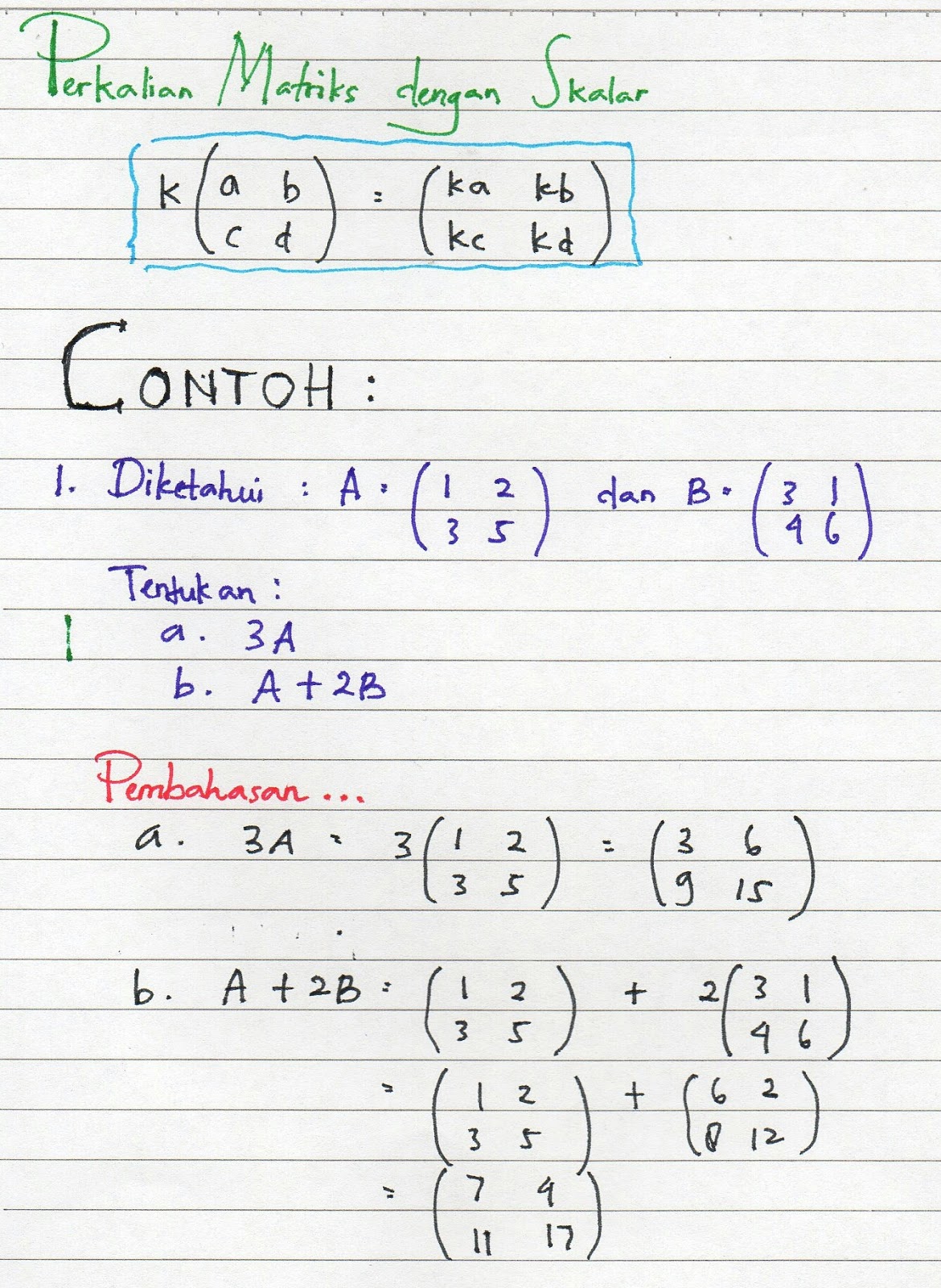 Perkalian Matriks Ordo 1x2 Dengan 2x2 Matematika Dasar