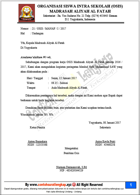 42++ Contoh surat pribadi osis terbaru yang baik dan benar