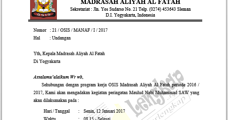 Contoh Surat Resmi Sekolah Smp Osis Contoh Surat