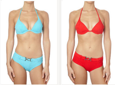 Bikinis en color azul o rojo Bikinis en color azul o rojo