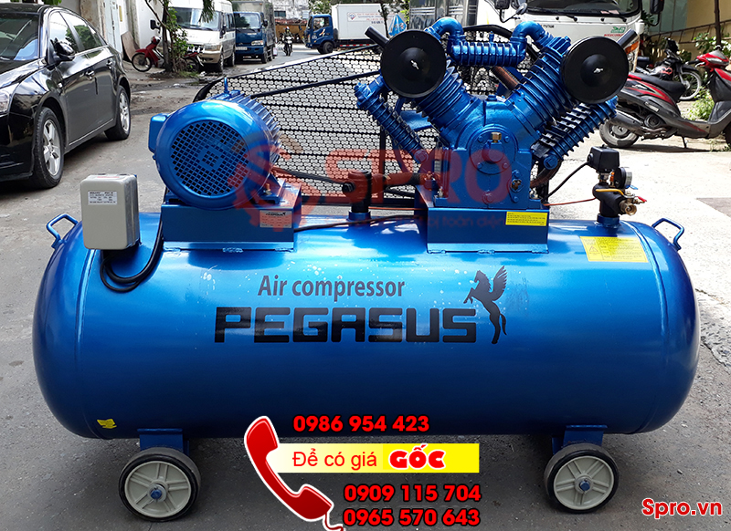 Máy bơm hơi khí nén pegasus giá rẻ áp lực 12.5 bar, bình chứa 500L