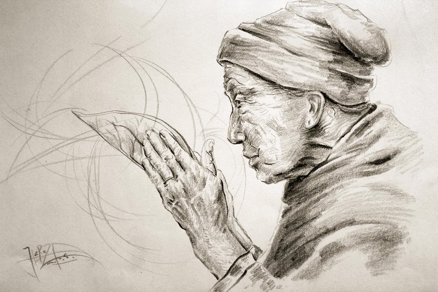 Lukisan Orang Hitam Putih