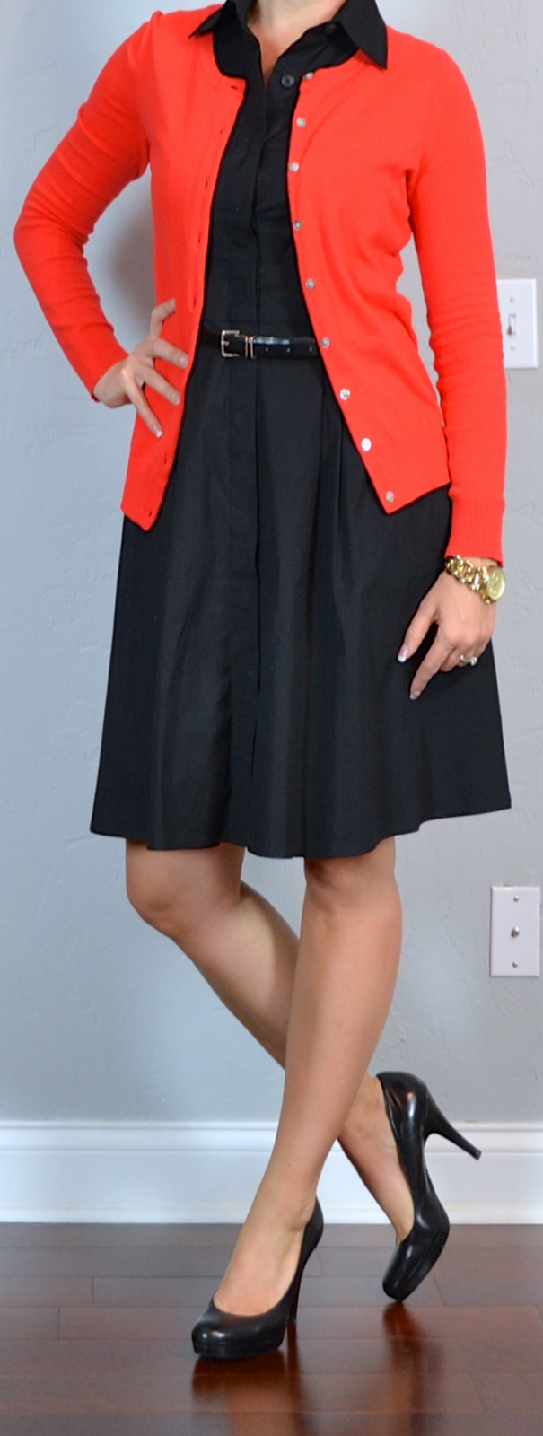 red and black shirt dress
