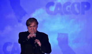 Fiery Bannon blasts Bush for 'embarrassing himself' by criticizing Trump, calls McCain 'just another senator' and tells Republicans to defy the GOP in blistering Anaheim speech met with protests