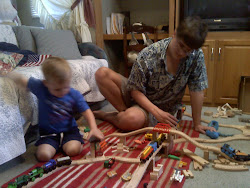 Kevin & his cousin playing with Thomas the Train
