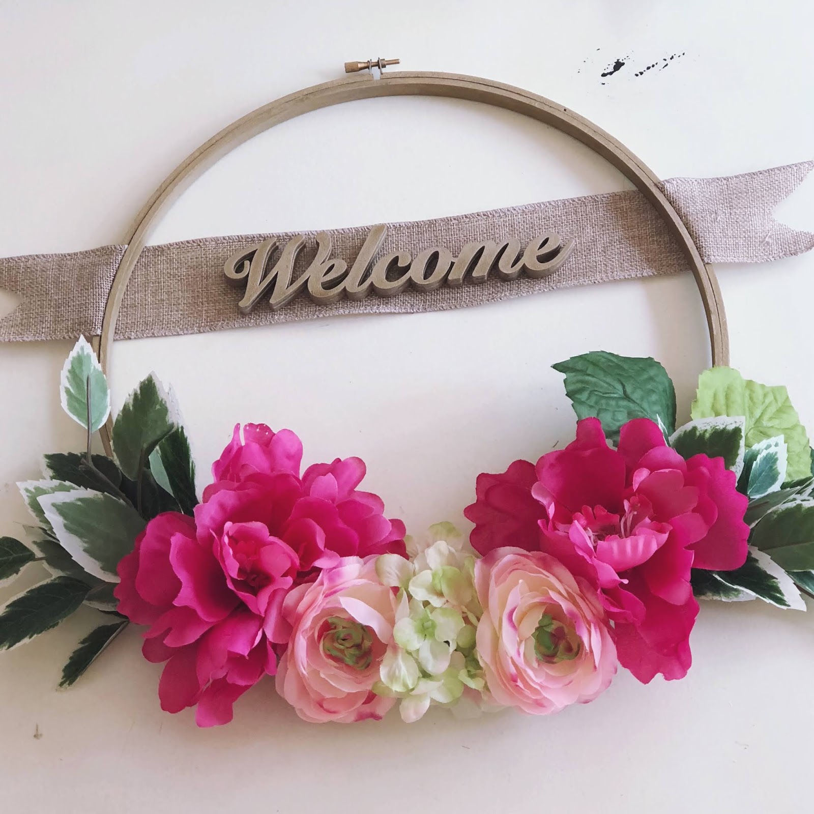 DIY Spring Floral Hoop Wreath