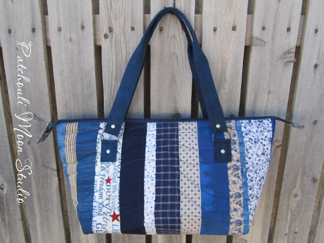 Patchouli Moon Studio~ Large Retreat Bag in Blue Patchwork