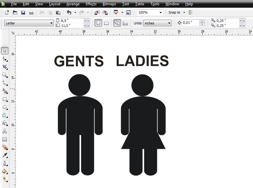 Tutorial corelDraw Untuk Pemula Membuat Toilet Sign dengan CorelDraw