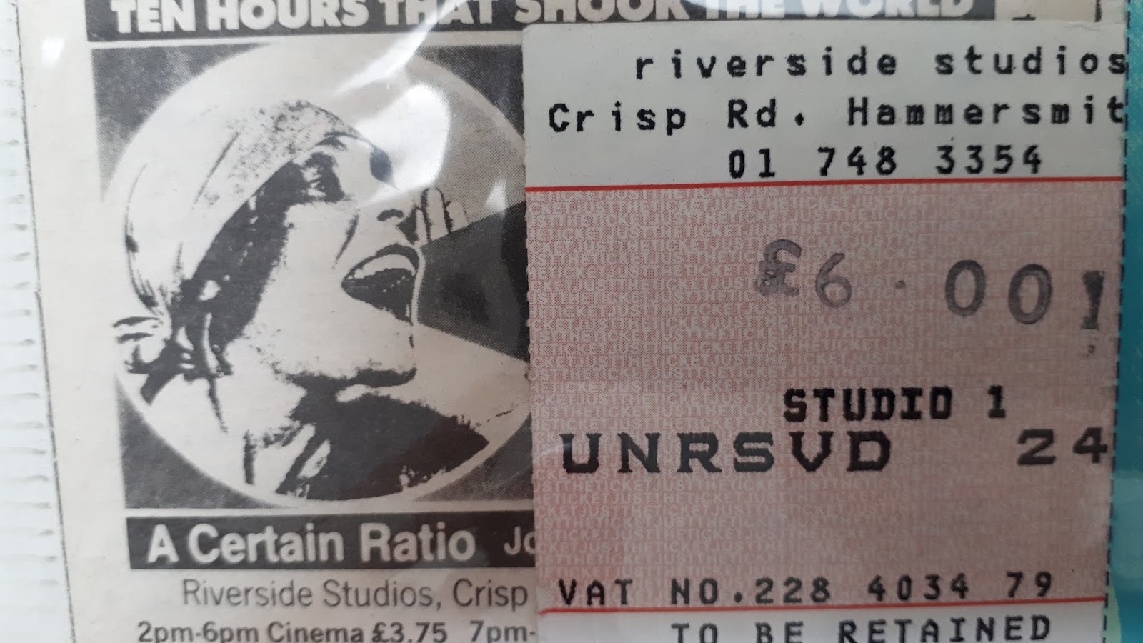 Riverside Studios, Hammersmith, London, 7 November 1987 - ACR Gigography