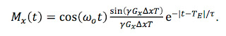 A mathematical expression for the echo during phase encoding in magnetic resonance imaging.