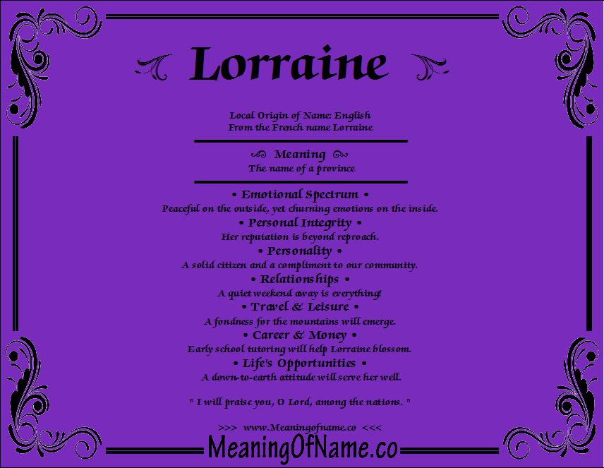 Lorraine Meaning of Name