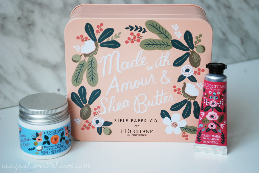 bbloggers, bbloggersca, canadian beauty bloggers, beauty blog, l'occitane, rifle paper co., rifle paper co. for l'occitane, gift, freebie, ultra rich body cream, shea butter, wonderful rose, hand cream, collectible tin, gift with purchase, floral print, minis, skincare, made with amour and shea butter