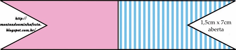 Rosado y Celeste: Imprimibles Gratuitos e Invitaciones. Banderitas para la comida.
