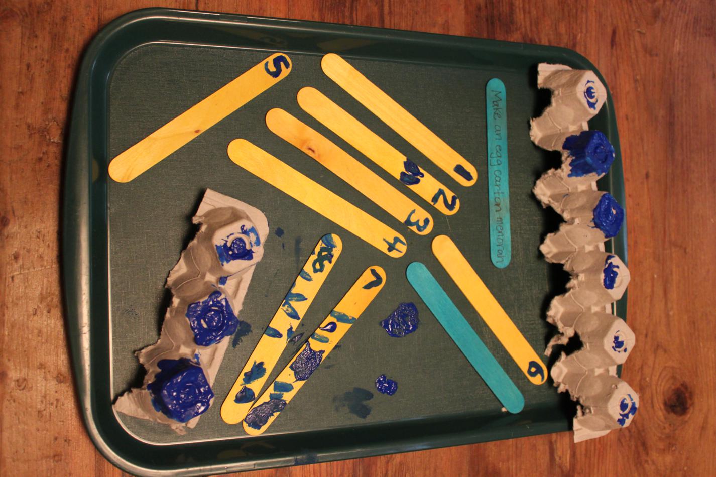 Z is for Zel Egg Carton Menorah