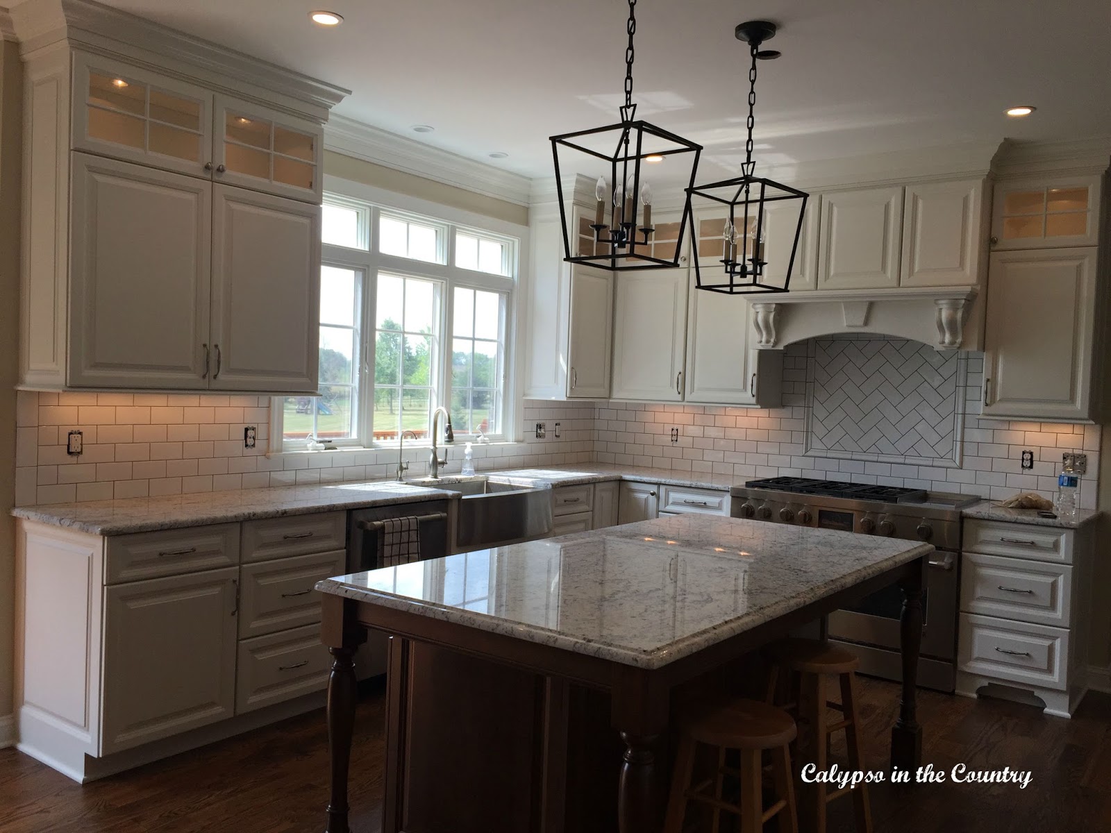 Modern Farmhouse Kitchen - White Subway Tile with gray grout vs. white grout