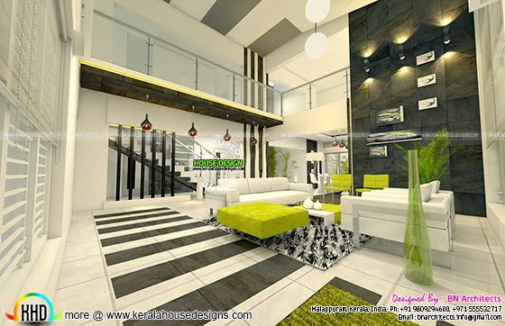 Double height living room interior