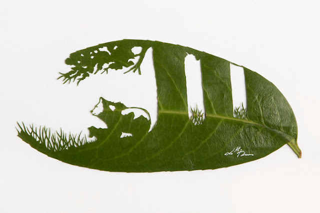 Leaf cutting art by Lorenzo Duran