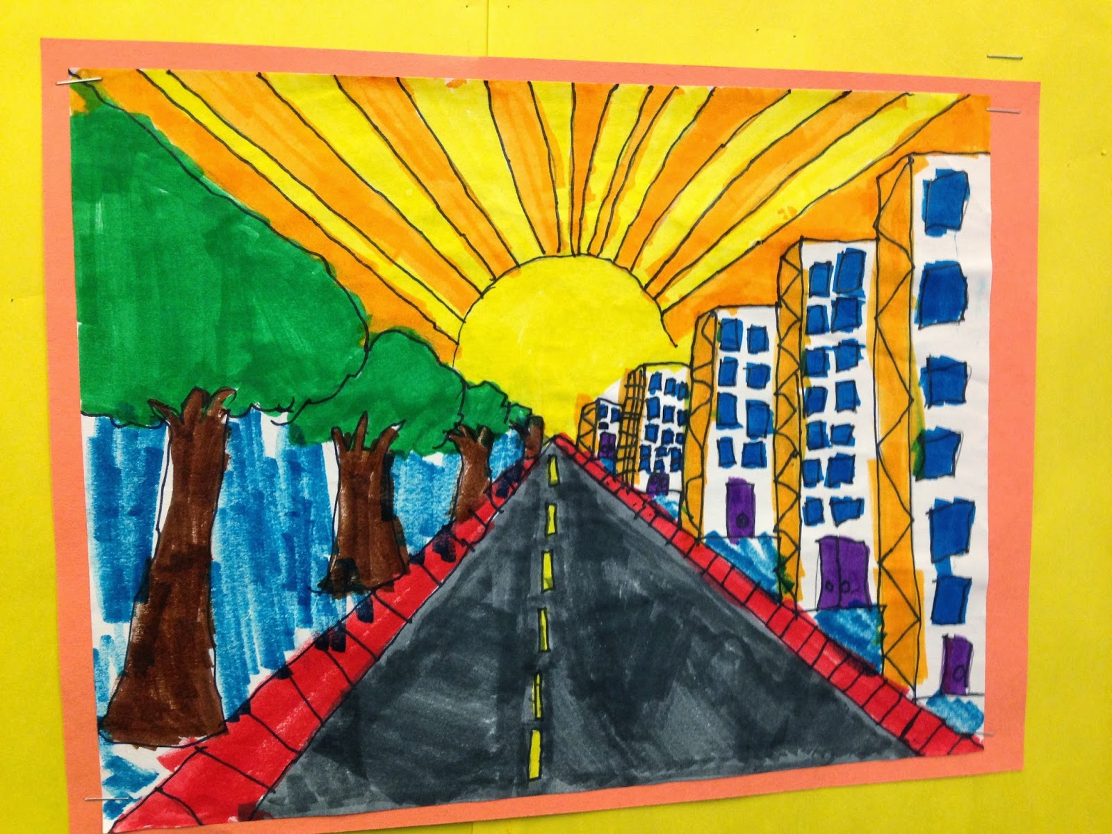One Teacher's Adventures: One Point Perspective Art Project - Grade 4