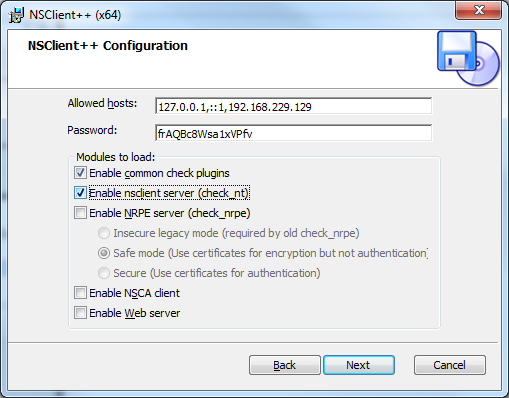 NSClient++ Setup - Configuration 2