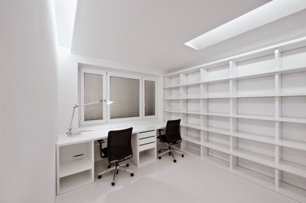 Renovated white apartment with futuristic interior design