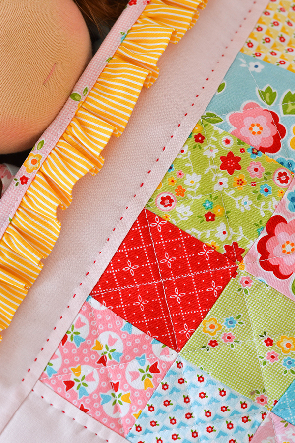 Down Grapevine Lane Ruffle Doll Quilt in 'Bloom & Bliss'