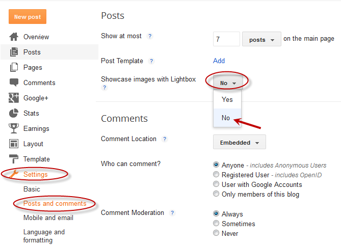Add a custom jquery lightbox to blogger disable blogger lightbox
