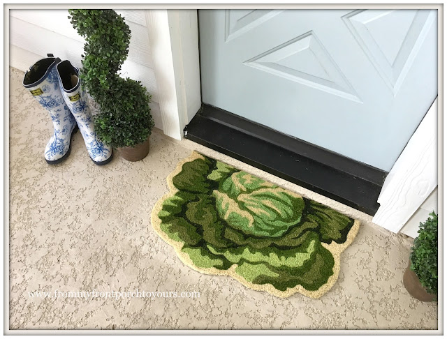 Farmhouse Back Porch-Lettuce Door Mat-From My Front Porch To Yours Farmhouse Back Porch-Lettuce Door Mat-Toile Rainboots-From My Front Porch To Yours