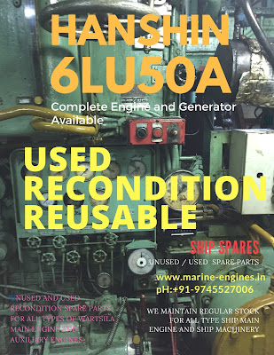 HANSHIN 6LU50A HANSHIN, used, unused, spare parts, marine, engine, motor, generator, supplier, India, ship, breaking, recycling, recondition