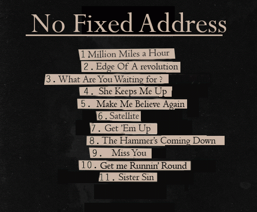 Nickelback no fixed address (2014). No fixed address. No fixed address Band. Nickelback "no fixed address". Fixed address