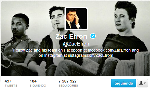 Twitter Oficial de Zac Efron