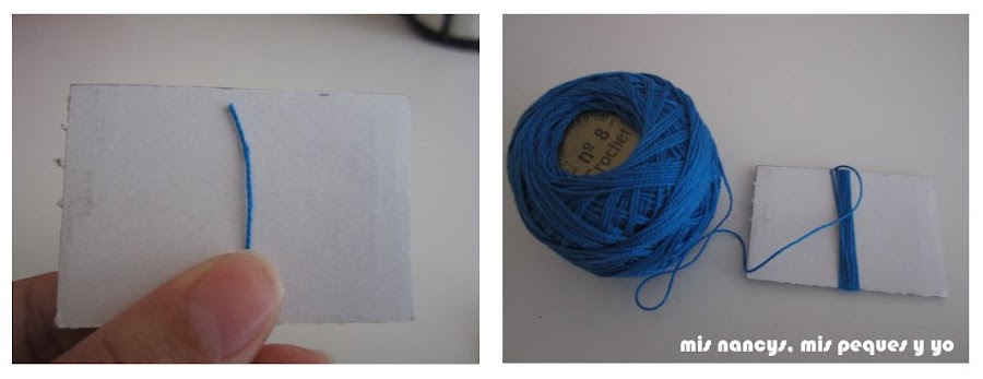 mis nancys, mis peques y yo, tutorial DIY borlas colores enrollar hilo