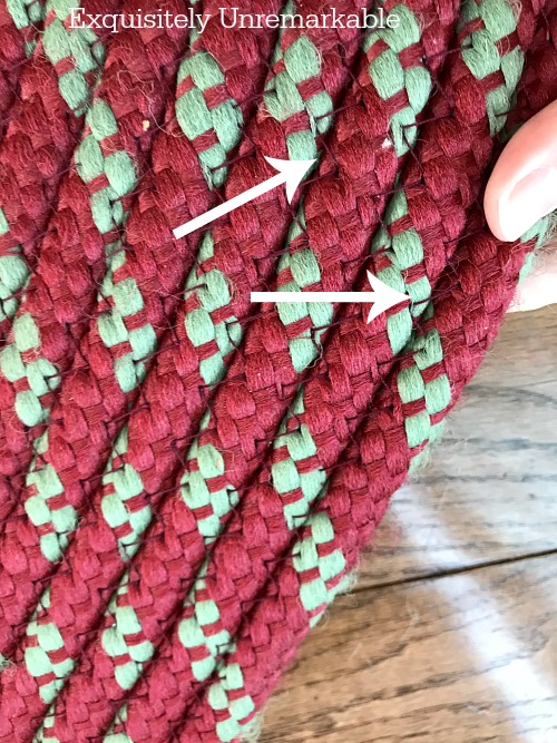 Braided Rug Stitching and how to cut it to size a rug.